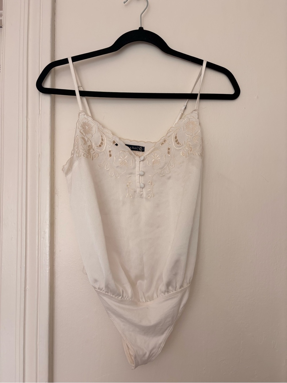 Abercrombie & Fitch Ivory Lace-Trim Camisole Bodysuit